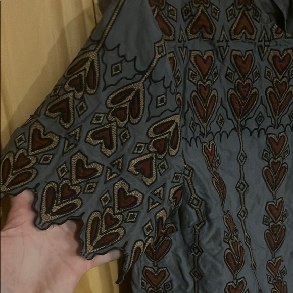 Buffalo Trading Co. Embroidered Blue and Brown Embroidered Blouse - Picture 5 of 7